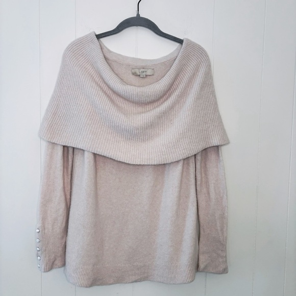 Loft Soft Pink Wool Blend Cowl Neck Sweater M - Picture 1 of 8